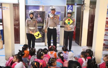 Edukasi Ceria Ala Sat Lantas Polres Sidrap, Kenalkan Profesi Polisi pada Generasi Penerus.