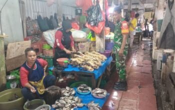 Personel Koramil 03/Maritengngae Pantau Harga dan Ketersediaan Sembako di Pasar Pangkajene