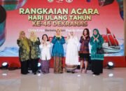 Ketua Dewan Dekranasda kabupaten Pinrang menghadiri puncak hari ulang tahun Dekranasda yang di gelar di Makassar