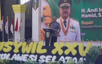 Bupati Pinrang sampaikan apresiasi saat hadiri saat hadiri penutupan Musywil XXV IPM Sulsel yang di gelar di kabupaten Pinrang