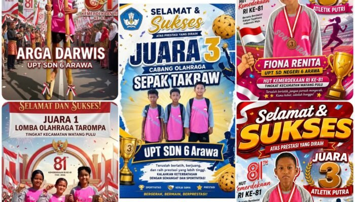 Siswa UPT SD Negeri 6 Arawa Borong Prestasi Olahraga di HUT Kemerdekaan RI ke-81