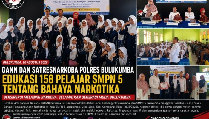 GANN Bersama Satresnarkoba Polres Bulukumba Edukasi 158 Pelajar SMPN 5 tentang Bahaya Narkotika
