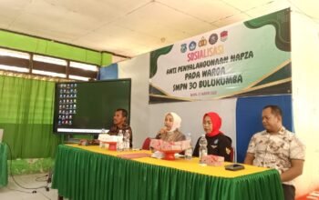 CEGAH PENYALAHGUNAAN NARKOBA SEJAK DINI, DPC GANN BULUKUMBA BERSAMA POLRES, KESBANGPOL DAN CAMAT BONTOBAHARI EDUKASI PELAJAR SMPN 30