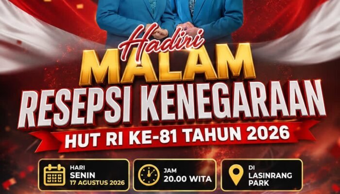 Pemkab Pinrang akan menggelar malam resepsi kenegaraan penutupan puncak HUT RI ke 81 akan di hibur oleh Quick Band