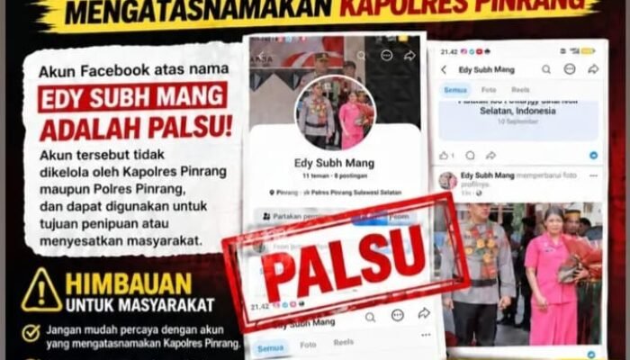 WASPADA! BEREDAR AKUN FACEBOOK PALSU MENGATASNAMAKAN KAPOLRES PINRANG