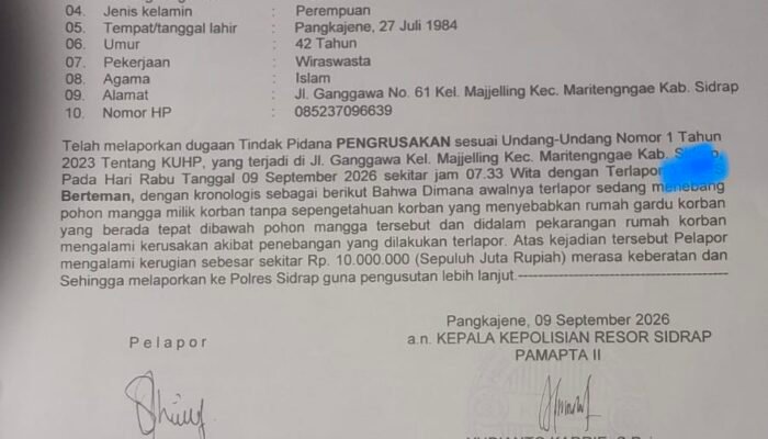 Pohon Mangga Ditebang, Warga Sidrap Laporkan Dugaan Perusakan ke Polisi