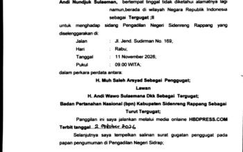 PANGGILAN UMUM: ANDI NUNDJUK SULAEMAN SELAKU TERGUGAT II DIPANGGIL HADIR PERSIDANGAN
