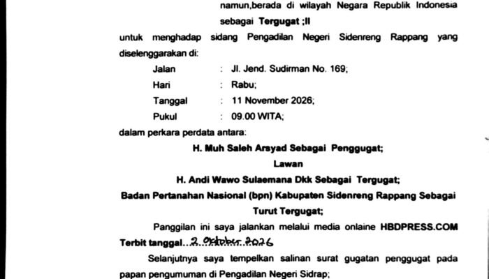 PANGGILAN UMUM: ANDI NUNDJUK SULAEMAN SELAKU TERGUGAT II DIPANGGIL HADIR PERSIDANGAN